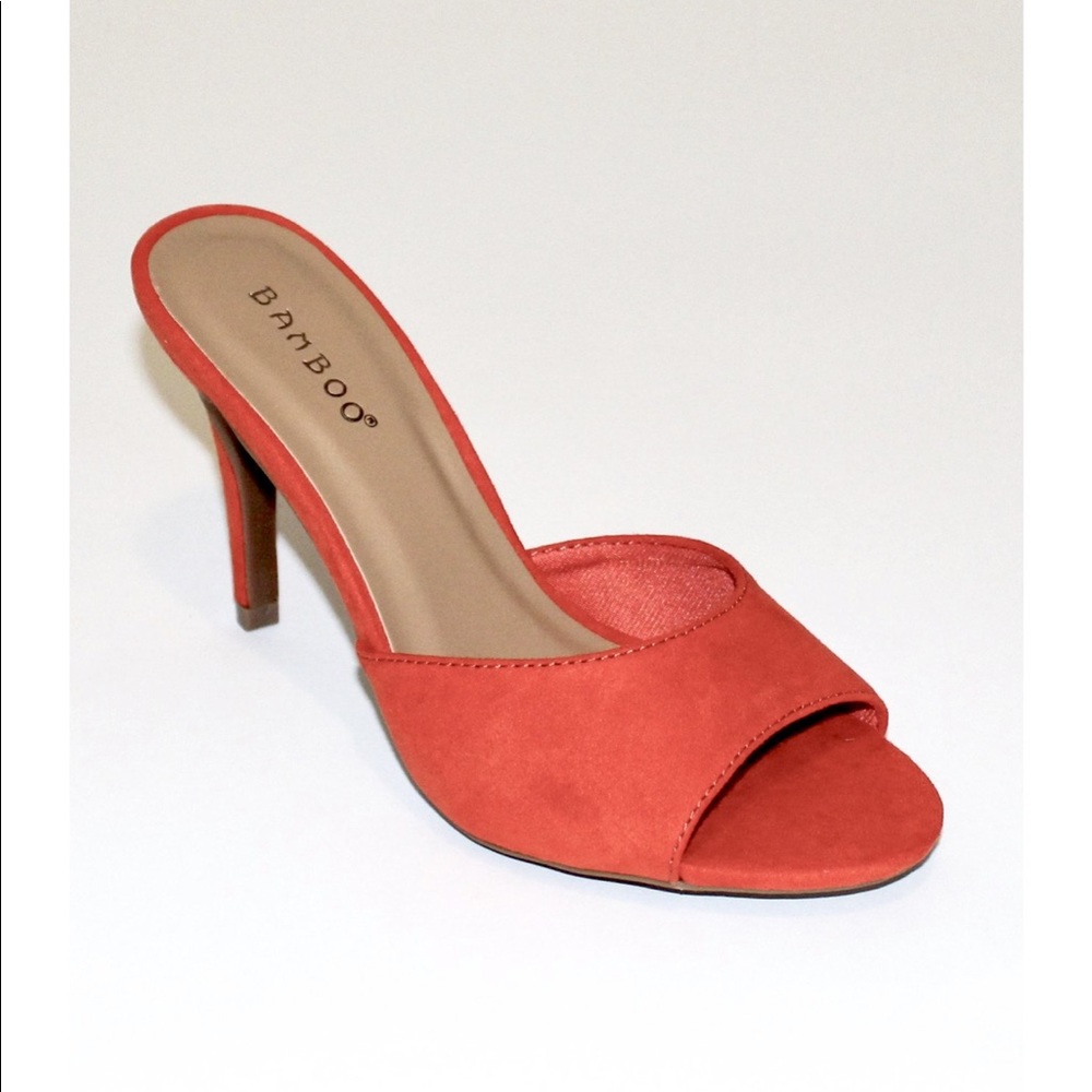 Poppy Red Peep Toe Mules
